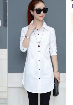 2022 Summer Women Blouse And Shirts Solid Slim Long-Sleeved Lady Elegant All Match  White Shirts Outwear Tops