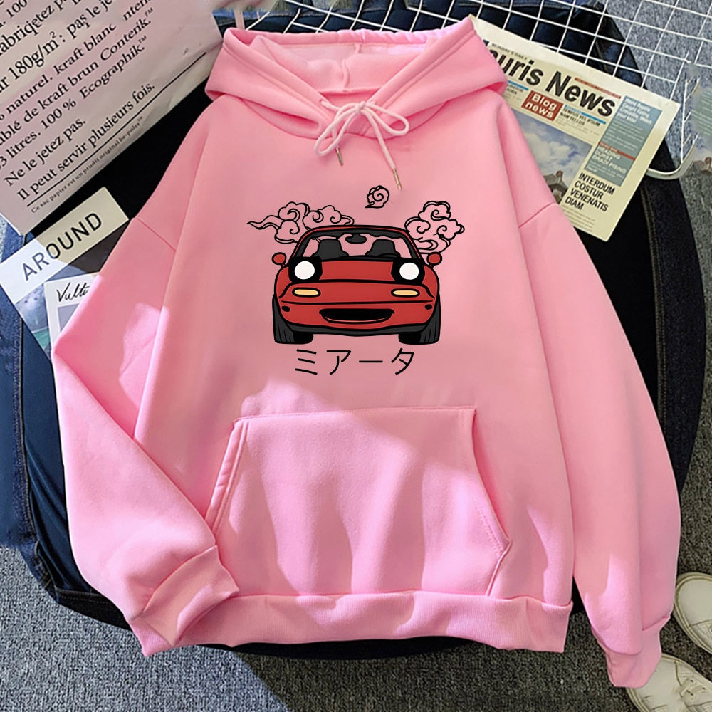 Anime Initial D Hoodie JDM Japanese Automotive Miata MX5 Printed Hoody Women Crewneck Sweatshirts Men Long Sleeve Pullover Tops