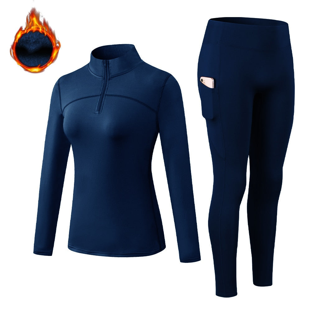 Winter Women&#39;s Thermal Underwear Sets High-collar Winter Fast Dry Long Johns Thermo Underwear Women Shirt Female Warm Clothes