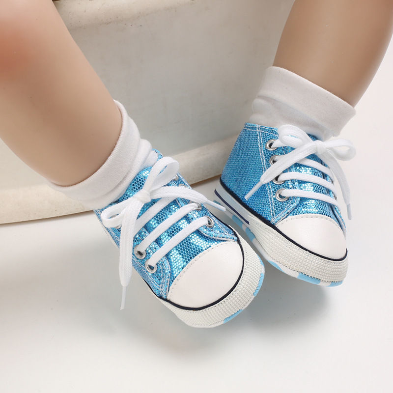 Newborn Sequined Canvas Baby Sneakers Baby Shoes Baby Boys Girls Shoes Baby Toddler Shoes Soft Sole Non-slip Baby Shoes