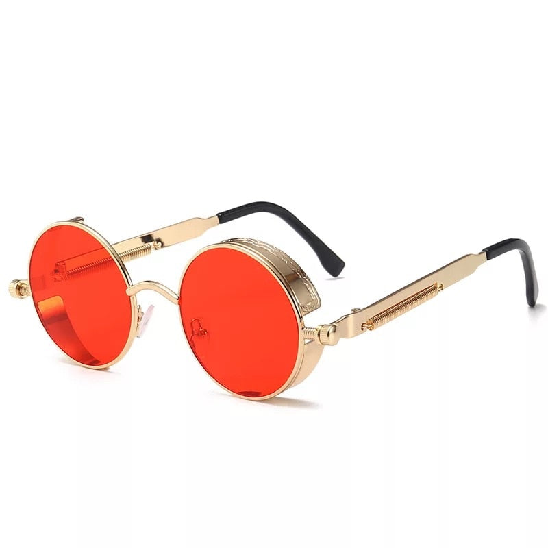 Classic Gothic Steampunk Sunglasses Luxury Brand Designer High Quality Men  Retro Round Metal Frame Sunglasses UV400