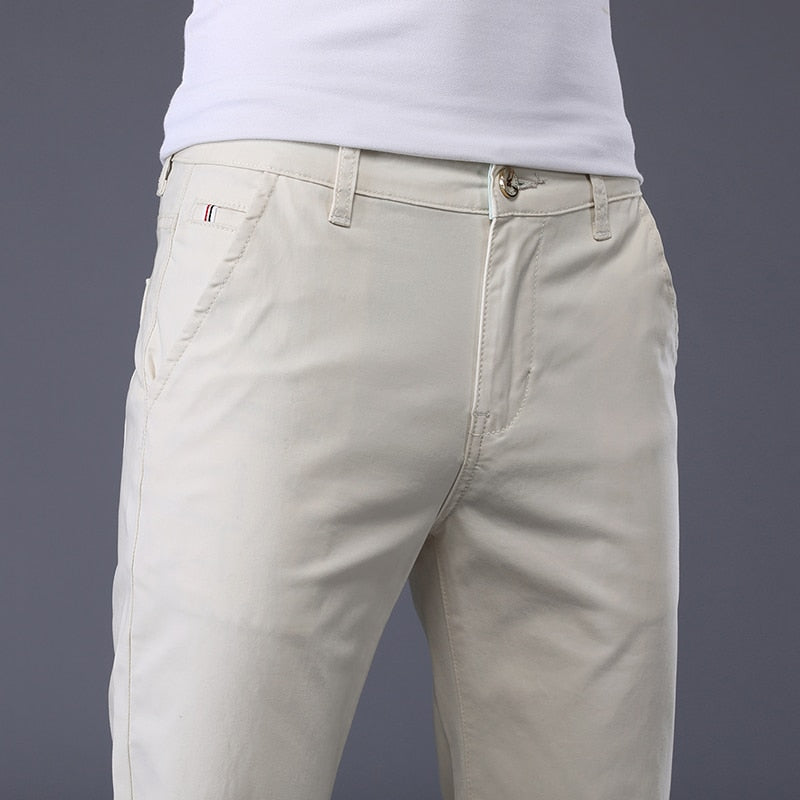 7 Colors Men&#39;s Classic Solid Color Summer Thin Casual Pants Business Fashion Stretch Cotton Slim Brand Trousers Male