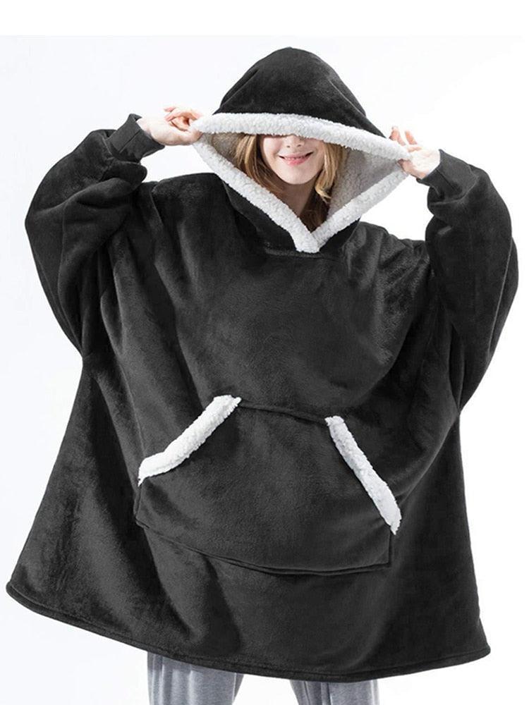 Oversized Hoodies Sweatshirt Women Winter Hoodies Fleece Giant TV Blanket With Sleeves Pullover Oversize Women Hoody Sweatshirts