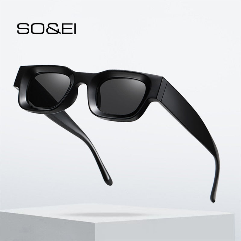 SO&amp;EI Ins Popular Fashion Small Square Polarized Sunglasses Women Retro Punk Shades UV400 Men Trending Sun Glasses