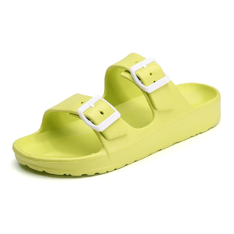 YISHEN Sandals For Men Slippers Double Buckle Slide EVA Sandals Beach Slippers Summer Casual Shoes Flats Unisex Jelly Shoes