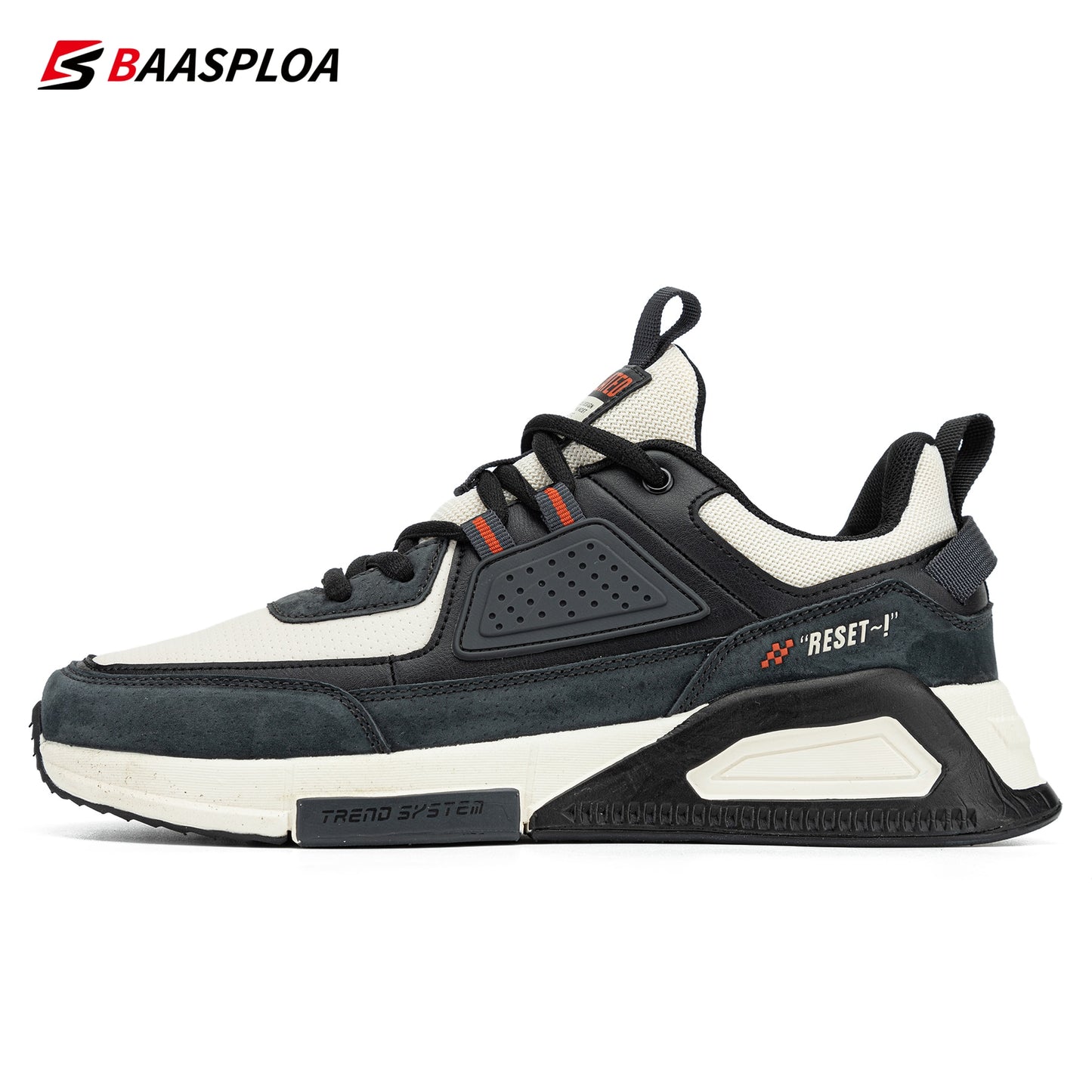 Baasploa 2022 New Men Leather Sneaker Waterproof Walking Shoes  Fashion Casual Shoes Non-Slip Wear-Resistant Male Sport  Shoe