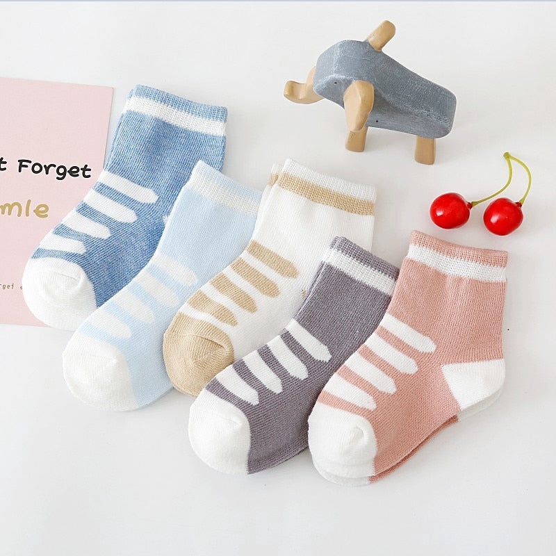 5Pairs Baby Socks Newborn Baby Boy Socks 0-1-3-7Y Kids Pure Cotton Animal Design Fadeless Soft Children&#39;s Socks for Girls