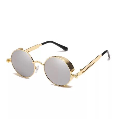 Classic Gothic Steampunk Sunglasses Luxury Brand Designer High Quality Men  Retro Round Metal Frame Sunglasses UV400