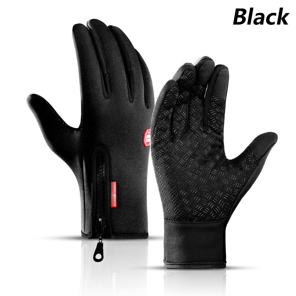 Hot Sale Winter Gloves For Men Touchscreen Windproof Cycling Cold Glove Warm Non-Slip Outdoor Driving Zipper Womens Sport Gloves