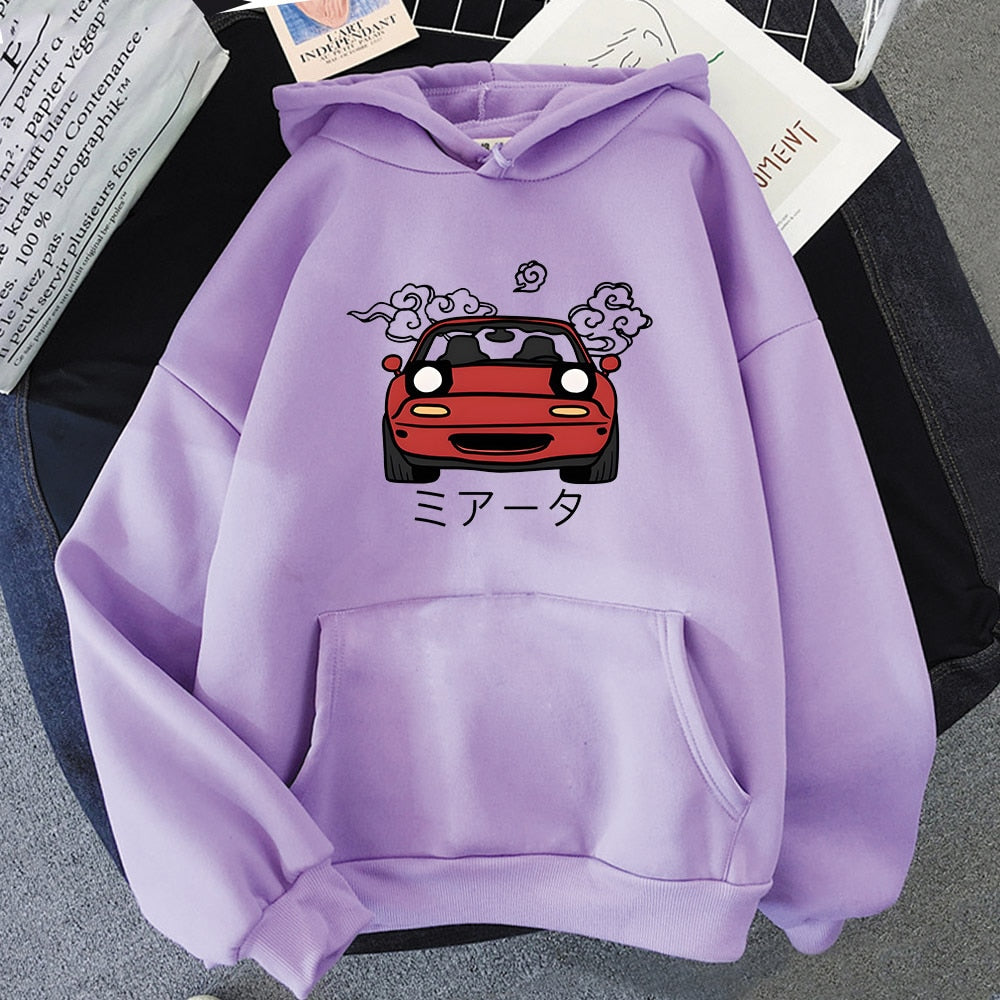 Anime Initial D Hoodie JDM Japanese Automotive Miata MX5 Printed Hoody Women Crewneck Sweatshirts Men Long Sleeve Pullover Tops