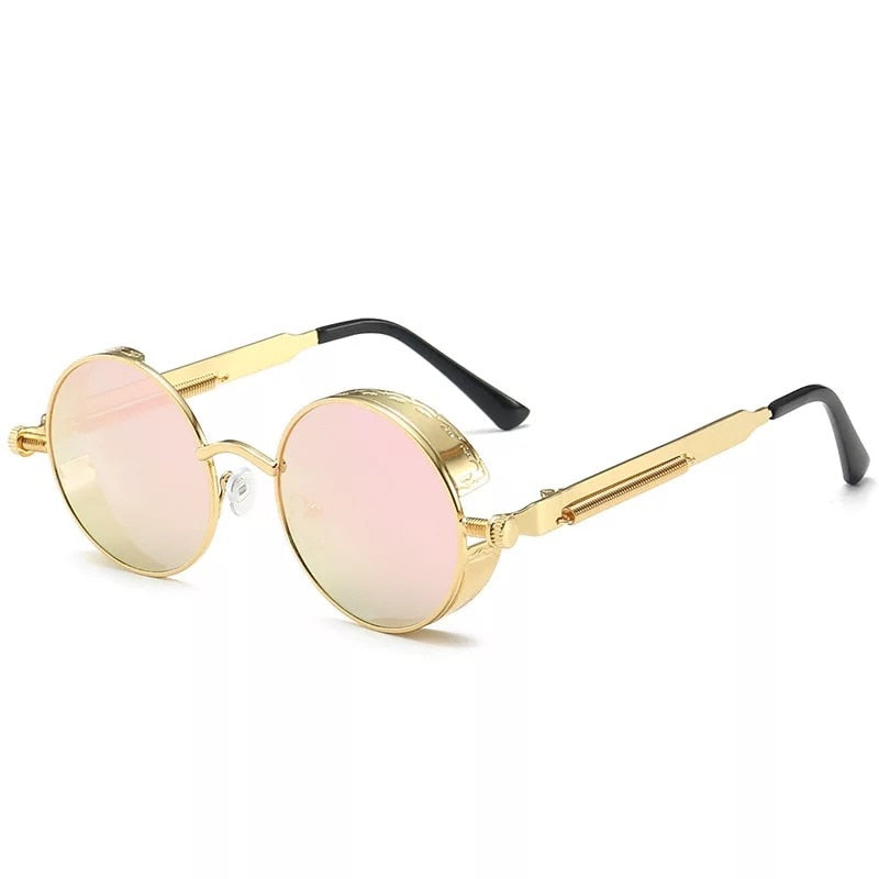 Classic Gothic Steampunk Sunglasses Luxury Brand Designer High Quality Men  Retro Round Metal Frame Sunglasses UV400