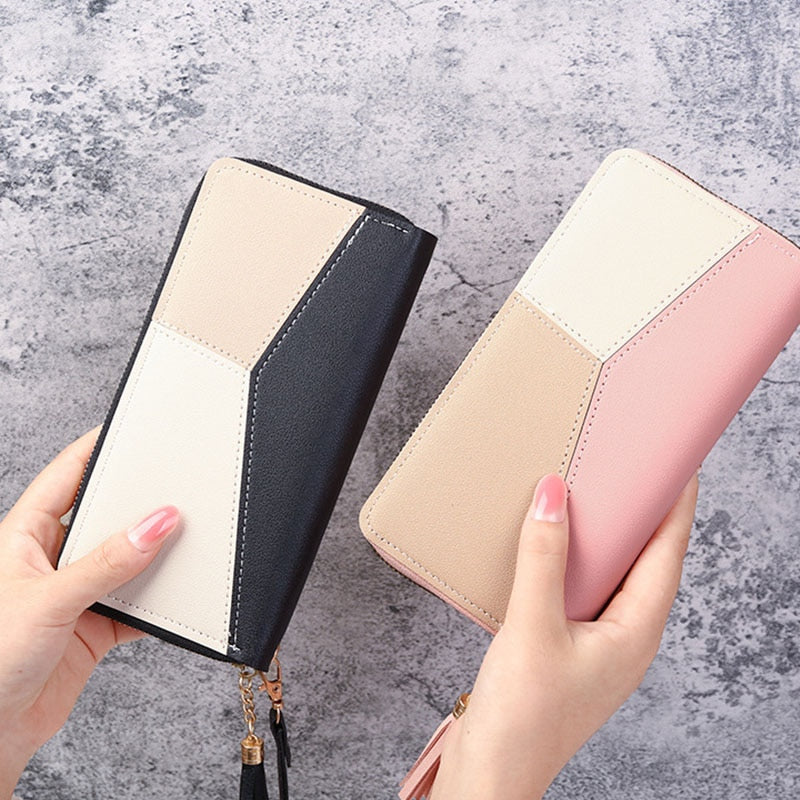 Fashion Zipper Wallets Women&#39;s Long Purses Handbags Coin Purse Cards Holder PU Leather Billfold Wallet