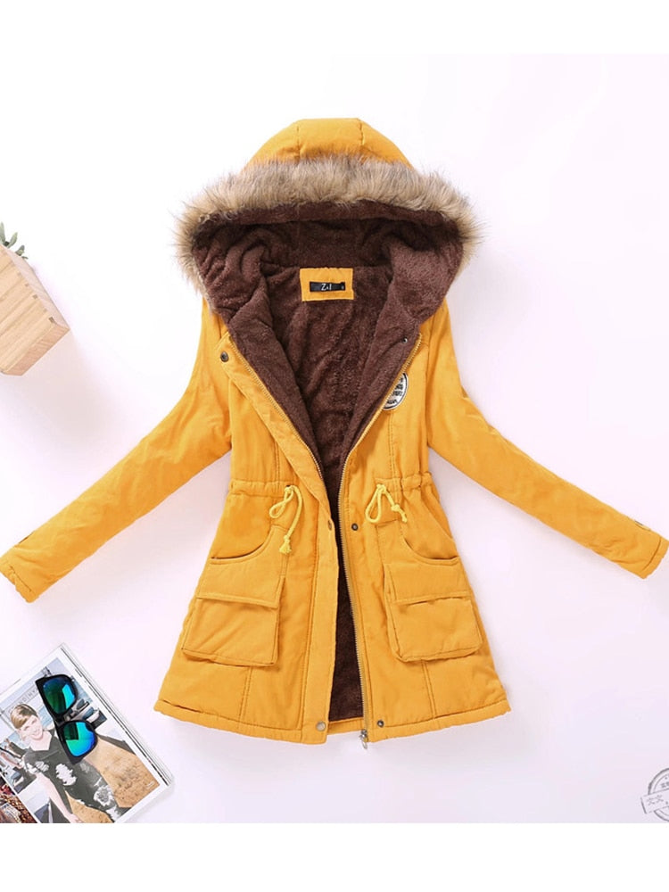 new winter military coats women cotton wadded hooded jacket medium-long casual parka thickness  XXXL quilt snow outwear