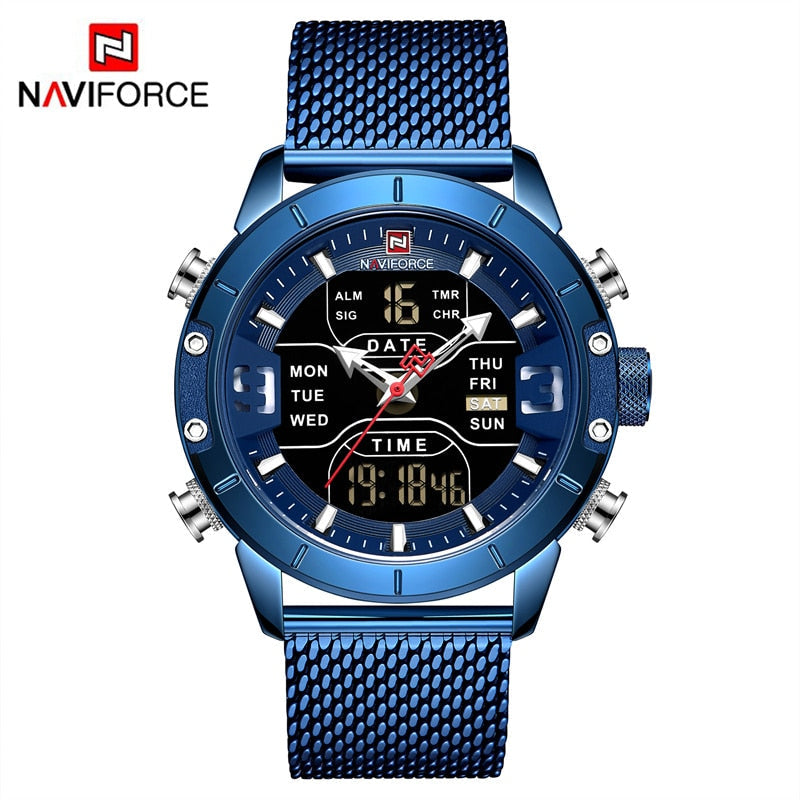 NAVIFORCE Men Watch Top Luxury Brand Man Military Sport Quartz Wrist Watches Stainless Steel LED Digital Clock Relogio Masculino