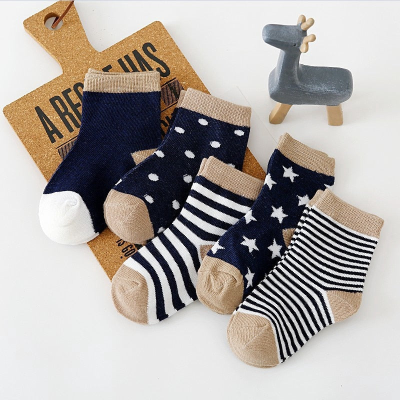 5Pairs Baby Socks Newborn Baby Boy Socks 0-1-3-7Y Kids Pure Cotton Animal Design Fadeless Soft Children&#39;s Socks for Girls