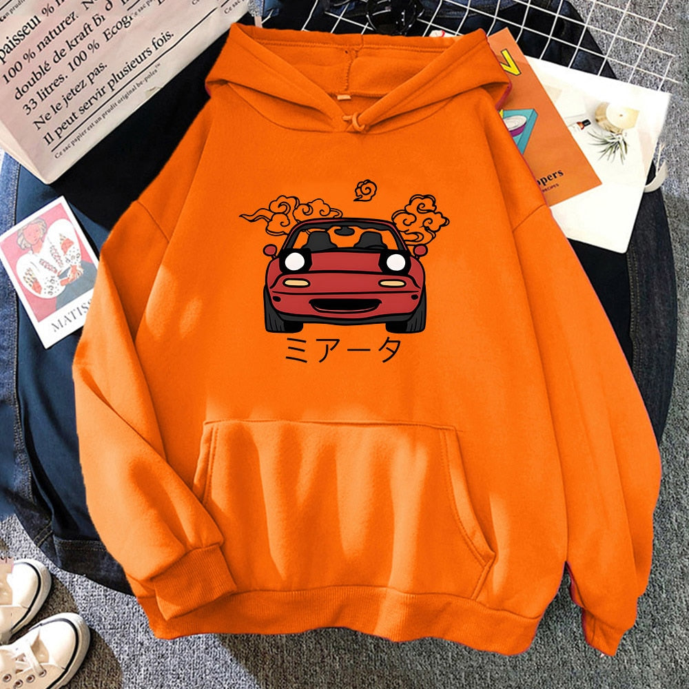 Anime Initial D Hoodie JDM Japanese Automotive Miata MX5 Printed Hoody Women Crewneck Sweatshirts Men Long Sleeve Pullover Tops