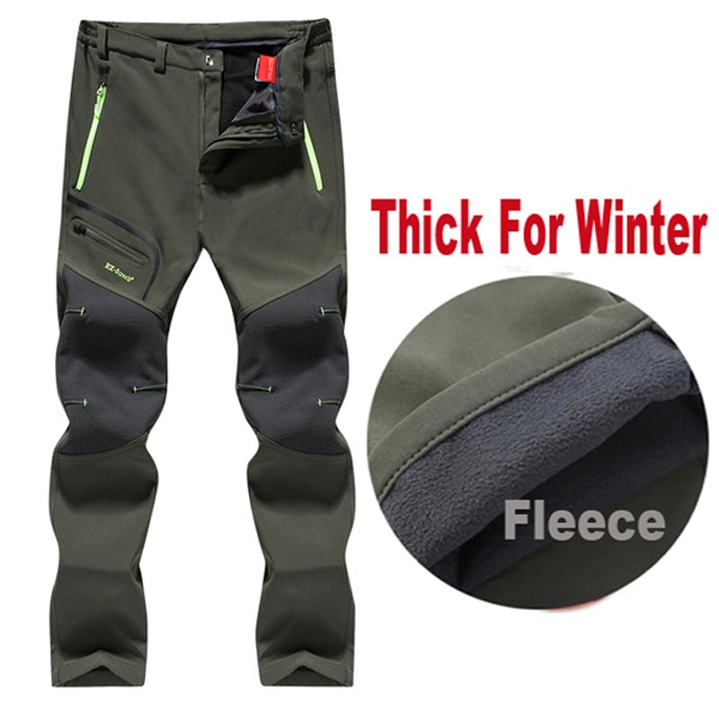 Men Summer Spring Fall Hiking Trekking Fishing Camping Climbing Run Trousers Plus Size Oversized Waterproof Outdoor Fleece Pants