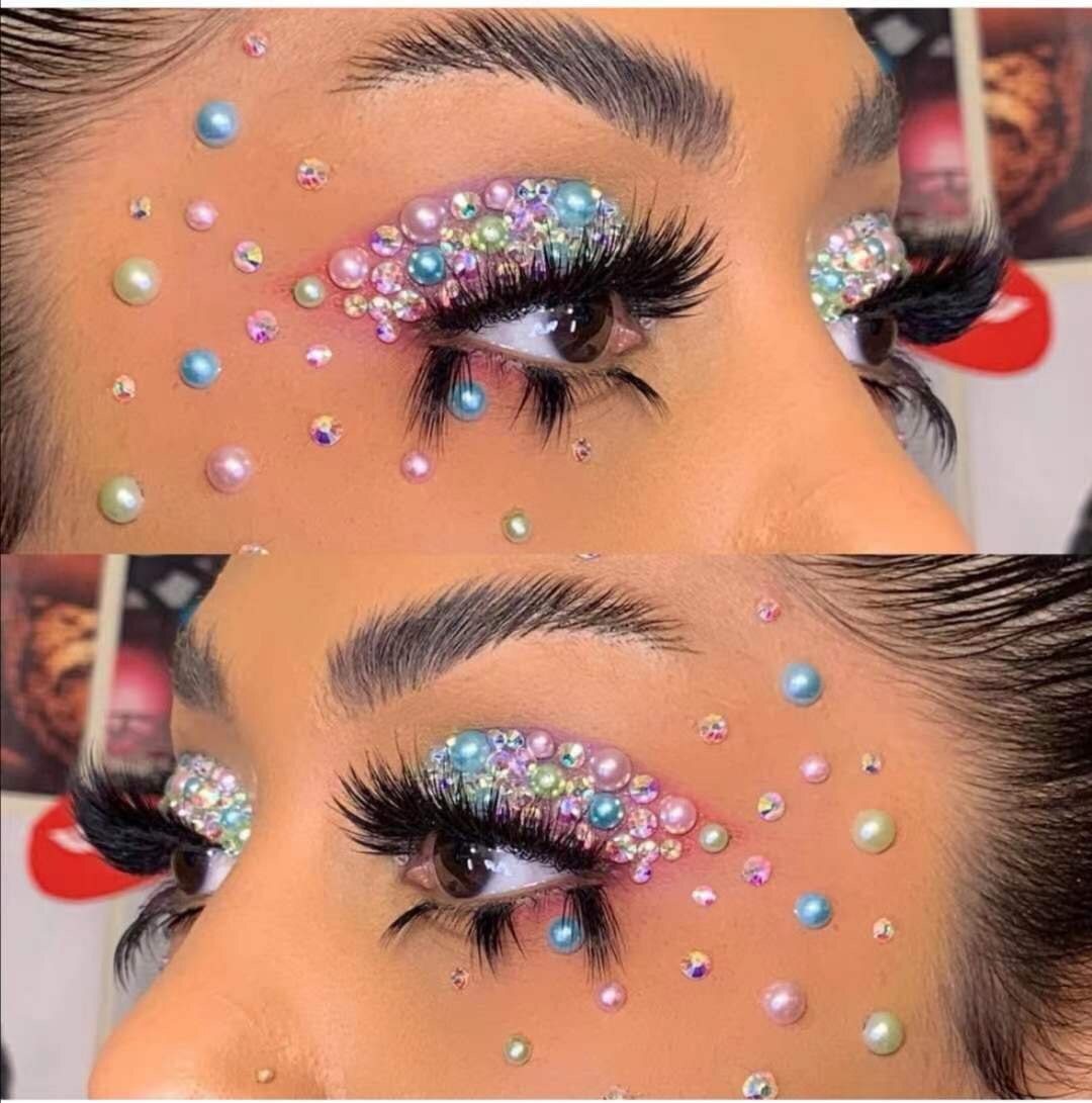 Fashion Women Rhinestone Face Tattoos Diamond Pearl Eyes Makeup Crystal Glitters for the Face Jewelry Eyes Temporary Stickers