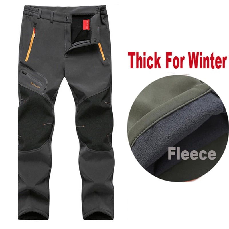 Men Summer Spring Fall Hiking Trekking Fishing Camping Climbing Run Trousers Plus Size Oversized Waterproof Outdoor Fleece Pants