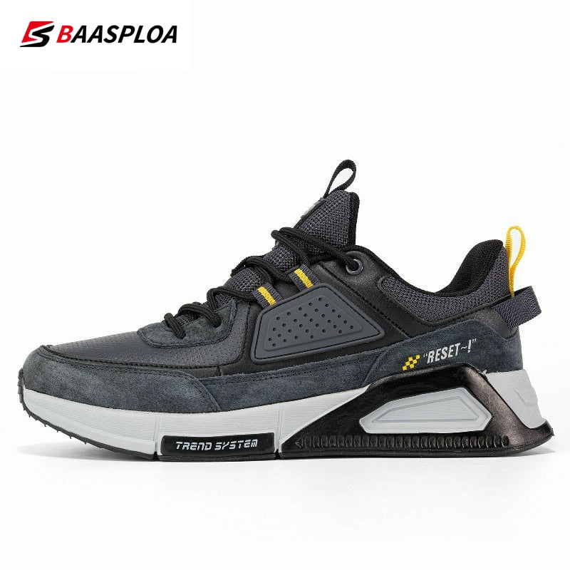 Baasploa 2022 New Men Leather Sneaker Waterproof Walking Shoes  Fashion Casual Shoes Non-Slip Wear-Resistant Male Sport  Shoe