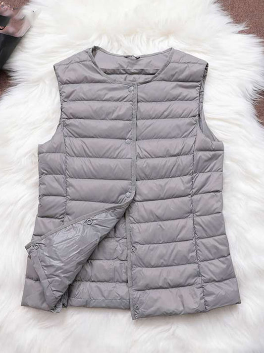 Fitaylor 90% Ultra Light White Duck Down Women Vest Thin Coat Women Duck Down Sleeveless Jacket V Collar Or O Collar Coat