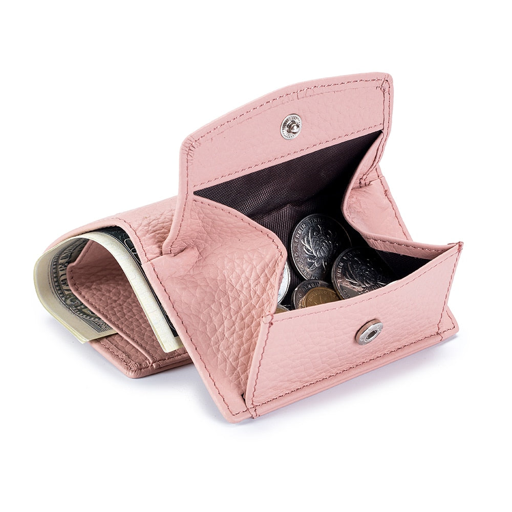 New Women Genuine Leather Purses Female Cowhide Wallets Lady Small Coin Pocket Rfid Card Holder Mini Money Bag Portable Clutch