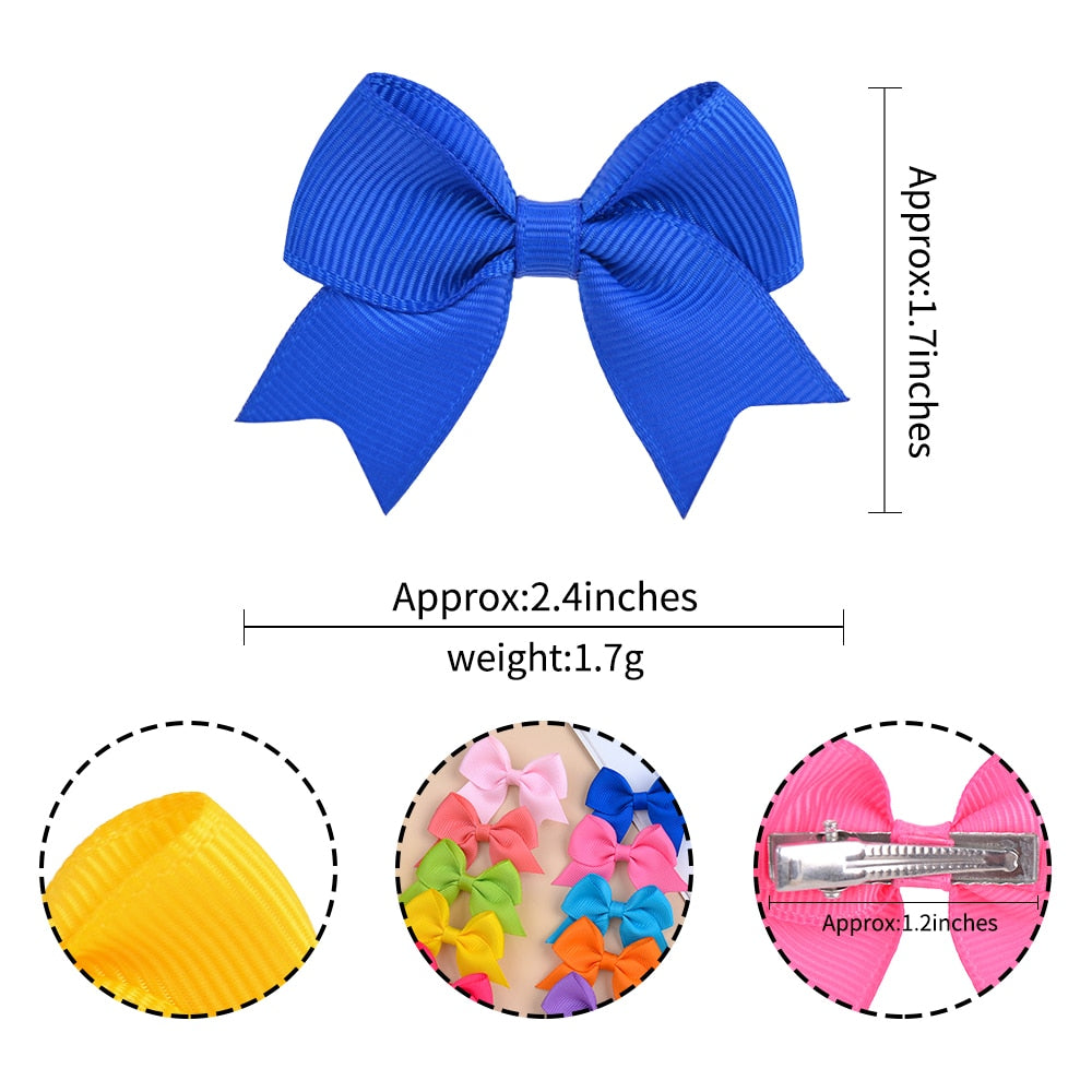 10Pcs/Set New Solid Ribbon Bowknot Hair Clips For Baby Girls Handmade Cute Bows Hairpin Barrettes Headwear Kids Hair Accessories