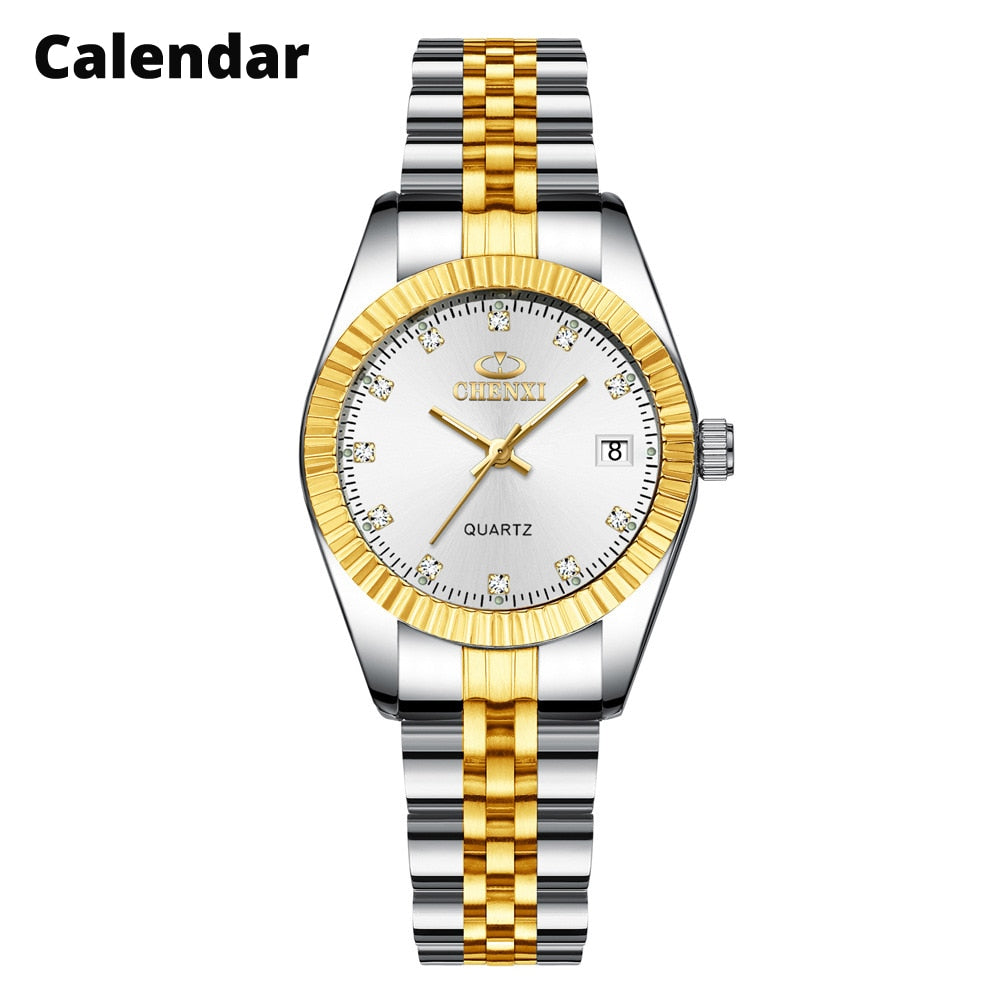 CHENXI Women Golden &amp; Silver Classic Quartz Watch Female Elegant Clock Luxury Gift Watches Ladies Waterproof Wristwatch