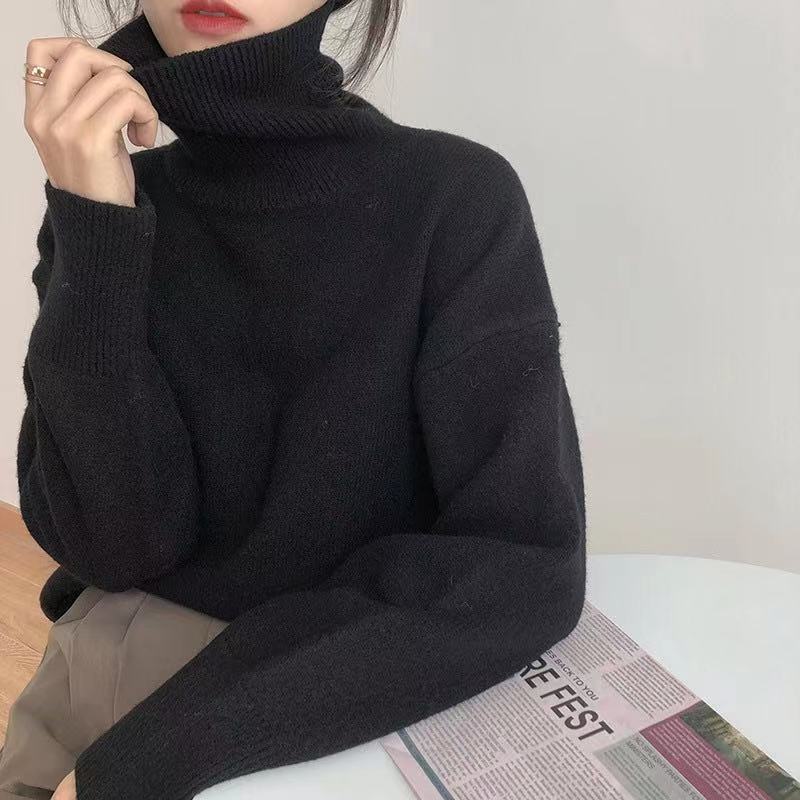 WYWM Cashmere Elegant Turtle Neck Women Sweater Soft Knitted Basic Pullovers O Neck Loose Warm Female Knitwear Jumper