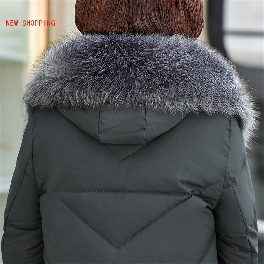 Fashion Winter Jacket Women Big Fur Hooded Thick Down Parkas 5XL Female Jacket Coat Lambswool Warm Winter Outwear Long 2021 New