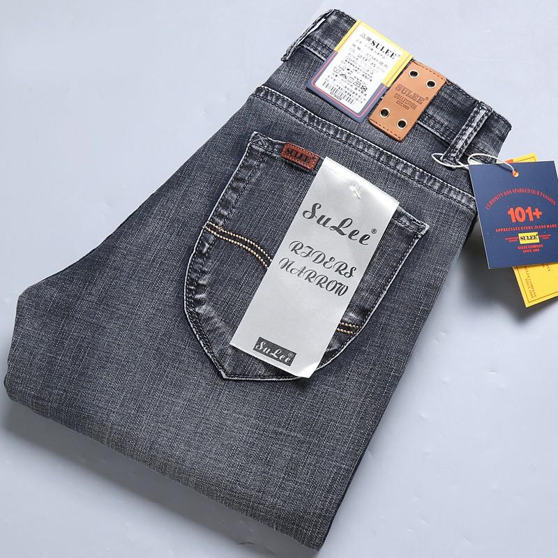 2022 SULEE Brand Autumn Winter Slim Fit  Men&#39;s Jeans Business Casual Elastic Straight Denim Pants Male High Quality Trousers