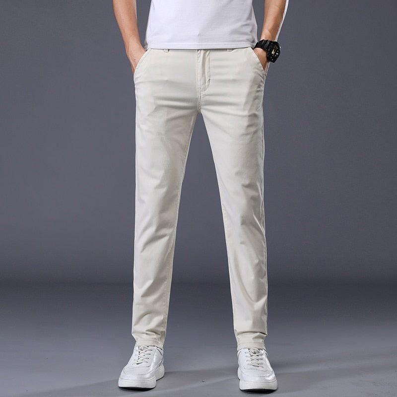 7 Colors Men&#39;s Classic Solid Color Summer Thin Casual Pants Business Fashion Stretch Cotton Slim Brand Trousers Male