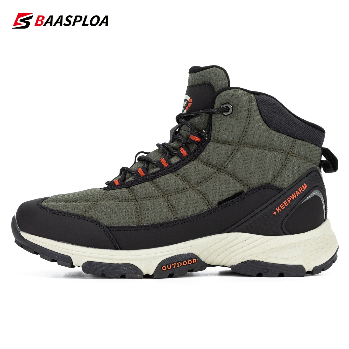 Baasploa Men Outdoor Shoes Waterproof Spring Warm Shoe Non-Slip Hiking Camping Safety Sneakers Casual Boots Walking Shoes Man