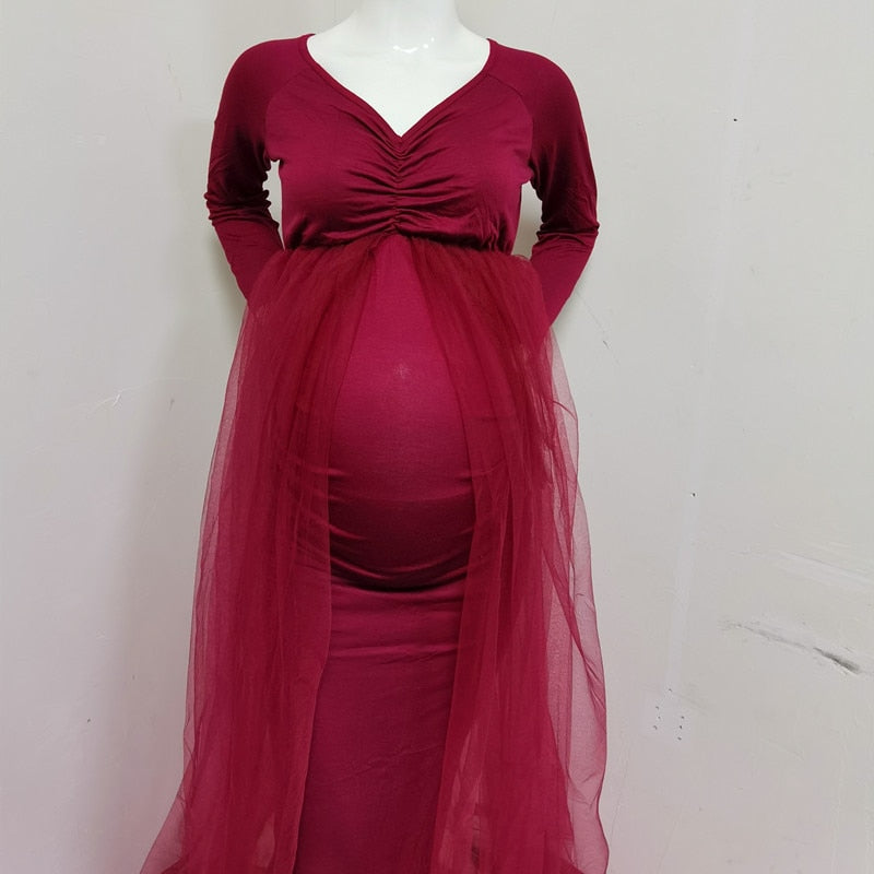 Pink Maternity Dresses Photography Props Shoulderless Pregnancy Long Dress For Pregnant Women Maxi Gown Baby Showers Photo Shoot