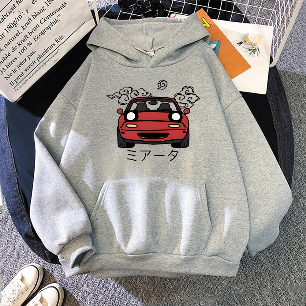 Anime Initial D Hoodie JDM Japanese Automotive Miata MX5 Printed Hoody Women Crewneck Sweatshirts Men Long Sleeve Pullover Tops