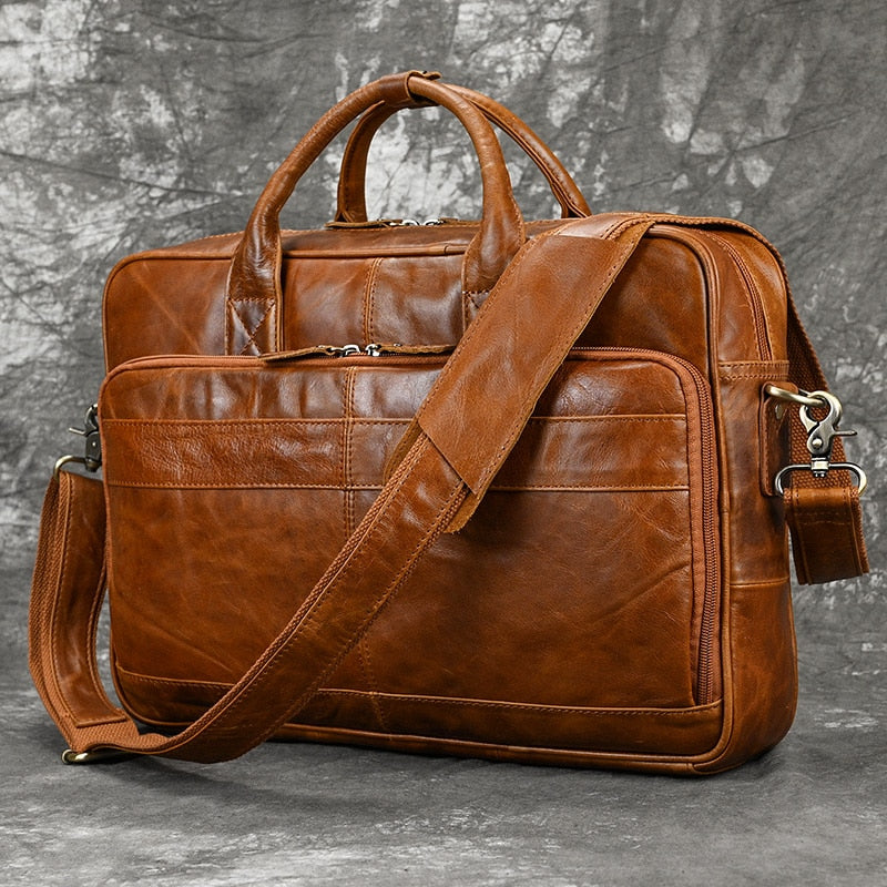 MAHEU Men Briefcase Genuine Leather Laptop Bag 15.6&quot; PC Doctor Lawyer Computer Bag Cowhide Male Briefcase Cow Leather Men Bag