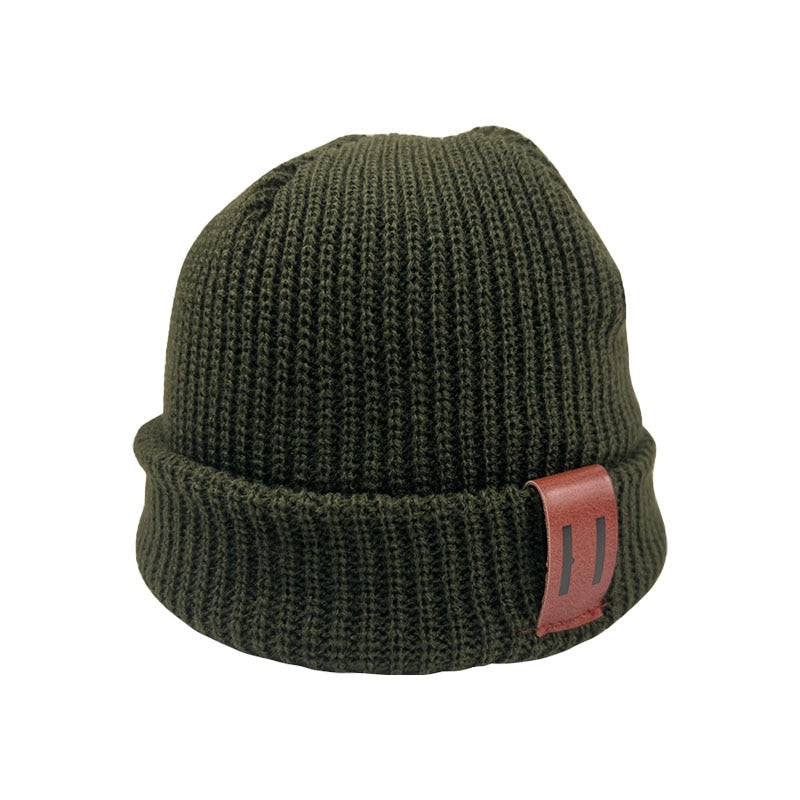 Baby Knit Hat for Boys Girls Autumn Winter Warm Kids Beanie Adult Children Parent-Child Hats Newborn Baby Cap with Leather Label