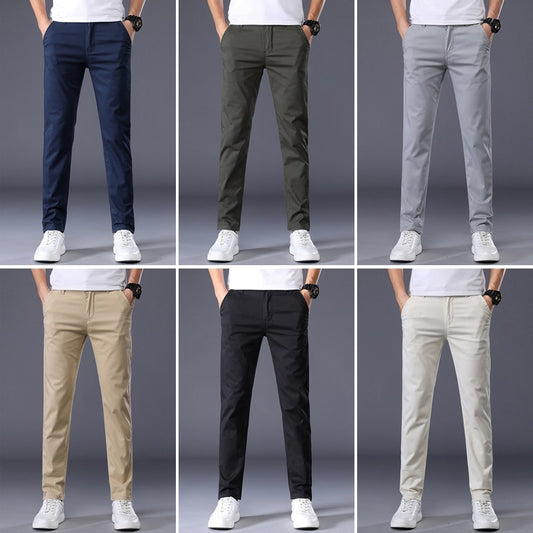 7 Colors Men&#39;s Classic Solid Color Summer Thin Casual Pants Business Fashion Stretch Cotton Slim Brand Trousers Male