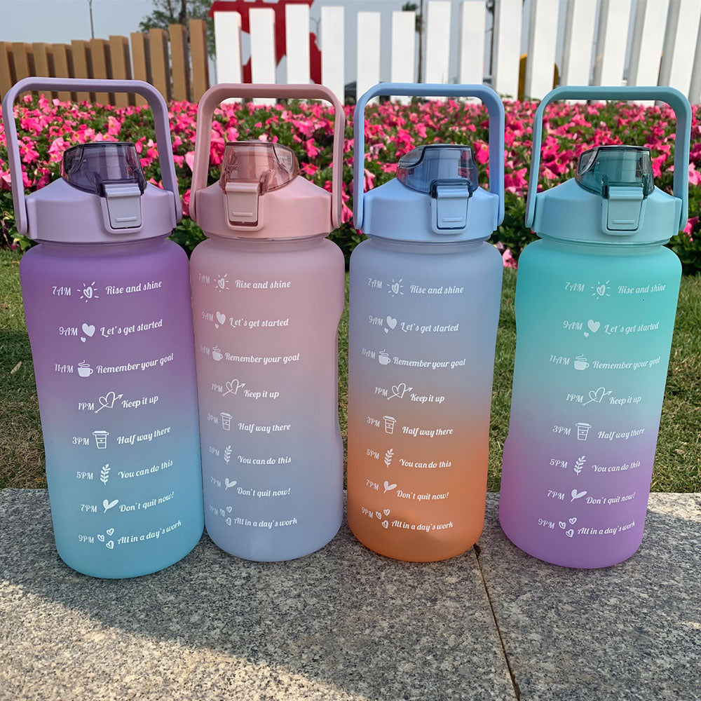 2 Liters Water Bottle Motivational Drinking Bottle Sports Water Bottle With Time Marker Stickers Portable Reusable Plastic Cups