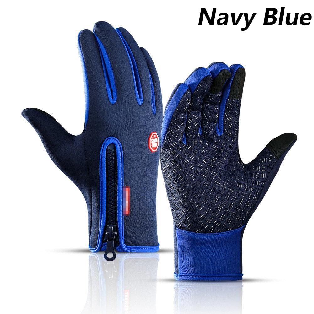 Hot Sale Winter Gloves For Men Touchscreen Windproof Cycling Cold Glove Warm Non-Slip Outdoor Driving Zipper Womens Sport Gloves