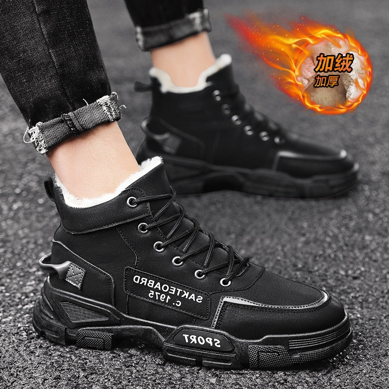 Men Boots Men&#39;s Winter Shoes Fashion Snow Boots Shoes Plus Size Winter Sneakers Ankle Men Shoes Winter Boots Black Blue Footwear