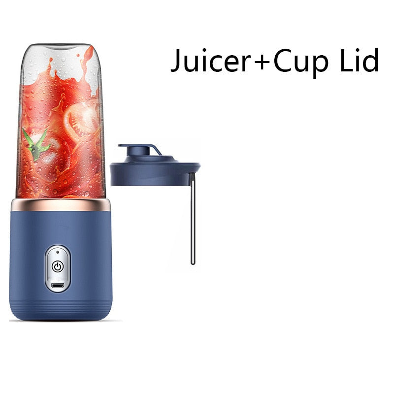 Small Electric Juicer 6 Blades Portable Juicer Cup Juicer Fruit Juice Cup Automatic Smoothie Blender Ice CrushCup