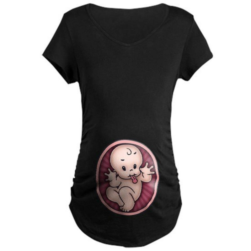 Summer Pregnancy Tshirt Size S-3XL Maternity Cute Baby Print O-Neck Short Sleeve T-Shirts Women Pregnant Clothes Funny Tops Tees