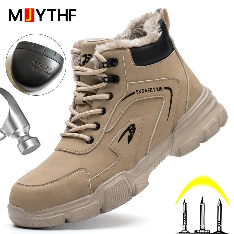 Winter Boots Safety Shoes Men Anti-smash Anti-puncture Work Sneakers Steel Toe Shoes Light Comfort Security Boots Indestructible