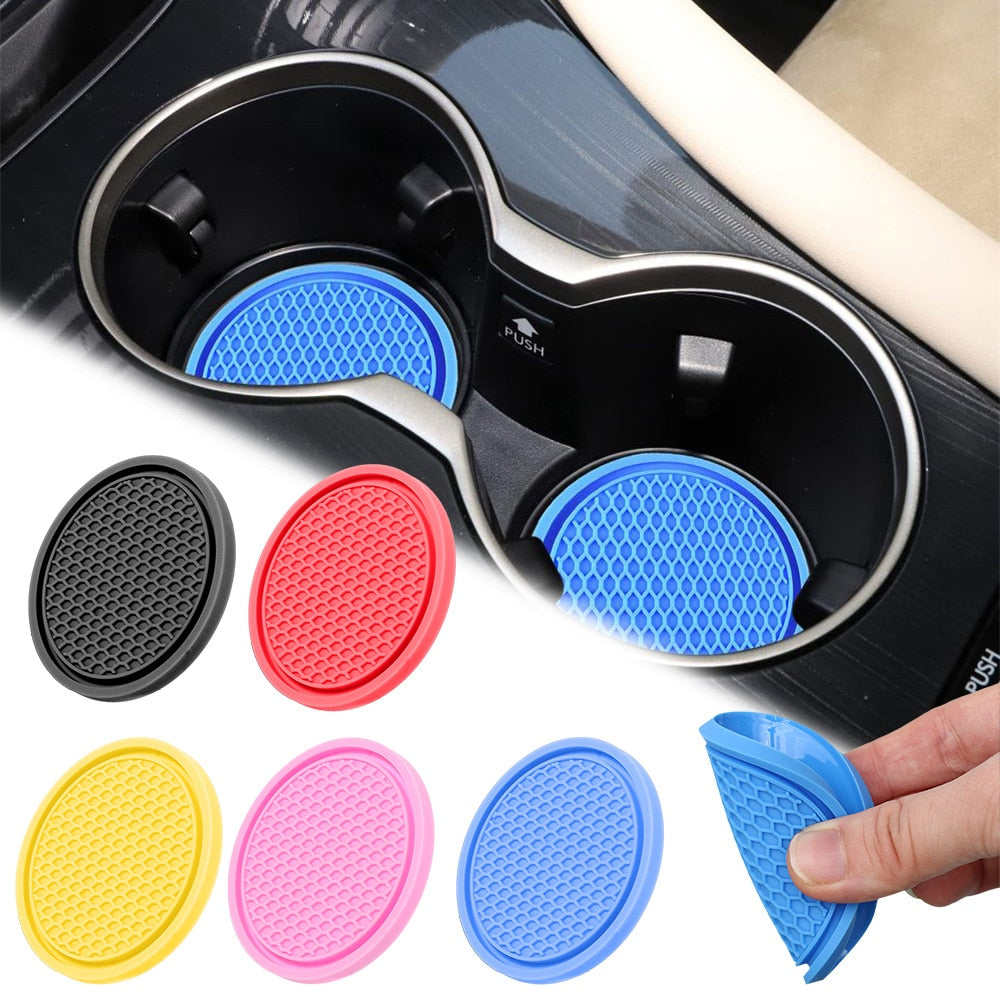 Car Coasters PVC Travel Auto Cup Holder Insert Coaster Anti Slip Vehicle Interior Accessories Cup Mats