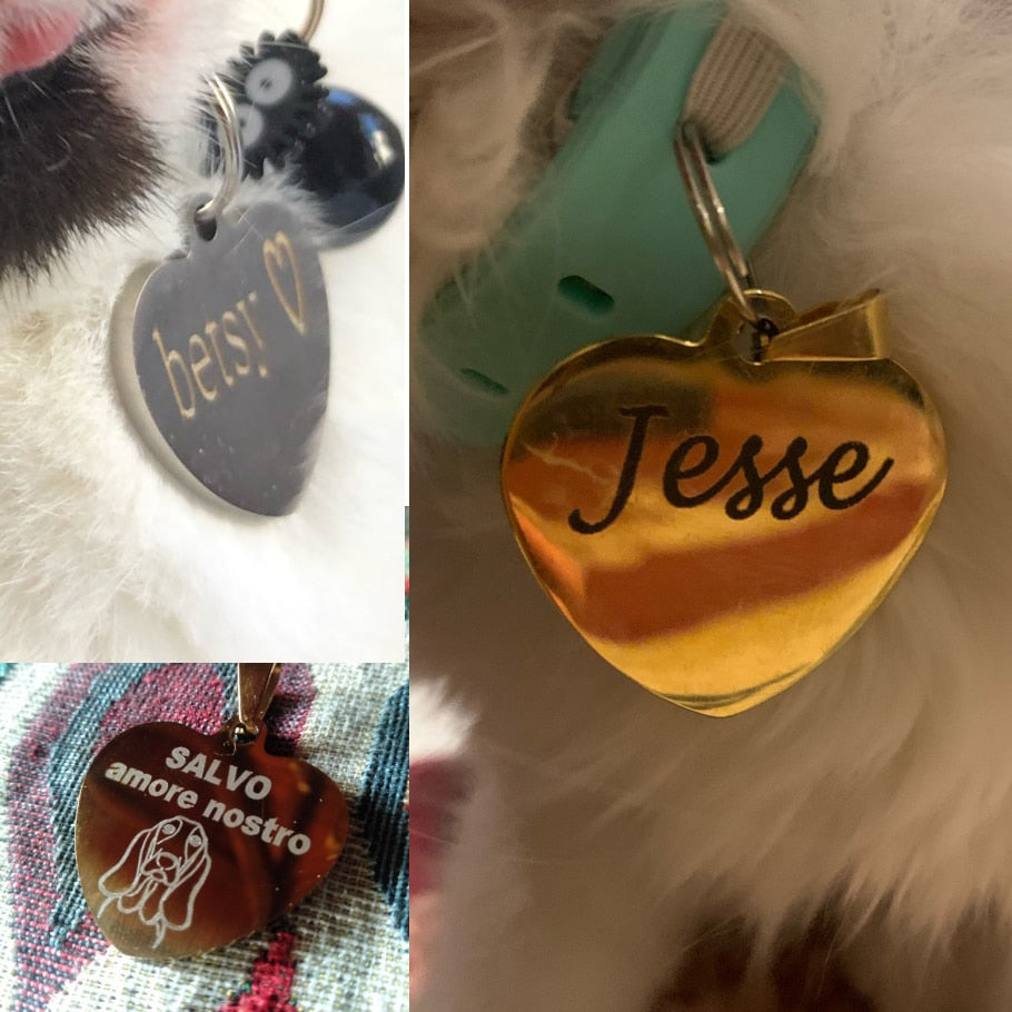 Custom Cat Dog ID Tag Engraved Personalized Pet Collar Charm Name Pendant Bone Keyring Necklace Puppy Accessory Dropshipping