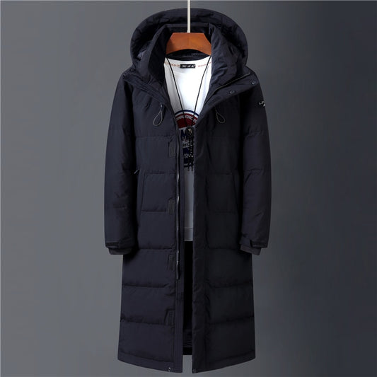 2021 Winter 90% White Duck Down Jacket Men Hooded Fashion High Quality Winter Coat Men Long Thicken Warm Down Coat Black Parkas