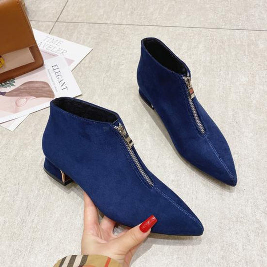 2022 Fashion Boots Women Winter Shoes Pointed toe Women Ankle Boots Sexy Ladies Party Shoes Square Heels Black Blue A2976