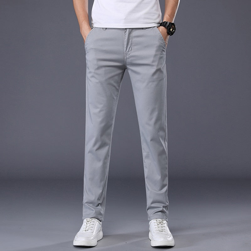 7 Colors Men&#39;s Classic Solid Color Summer Thin Casual Pants Business Fashion Stretch Cotton Slim Brand Trousers Male