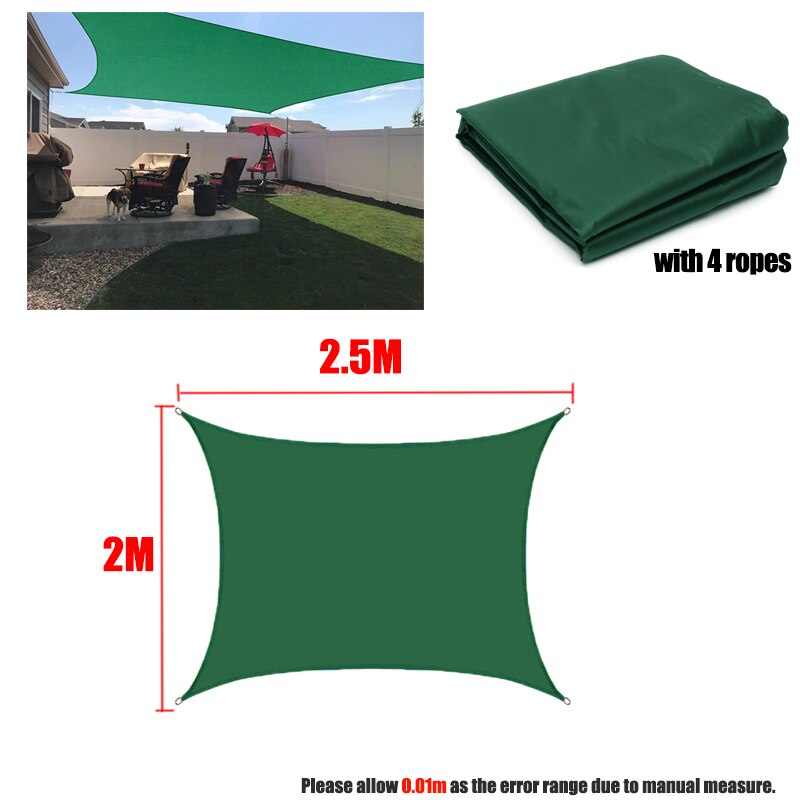 DarkGreen 420D Waterproof Shade Sail Square Rectangle sunshade garden terrace Canopy swimming Sun shade Camping Yard sail awning